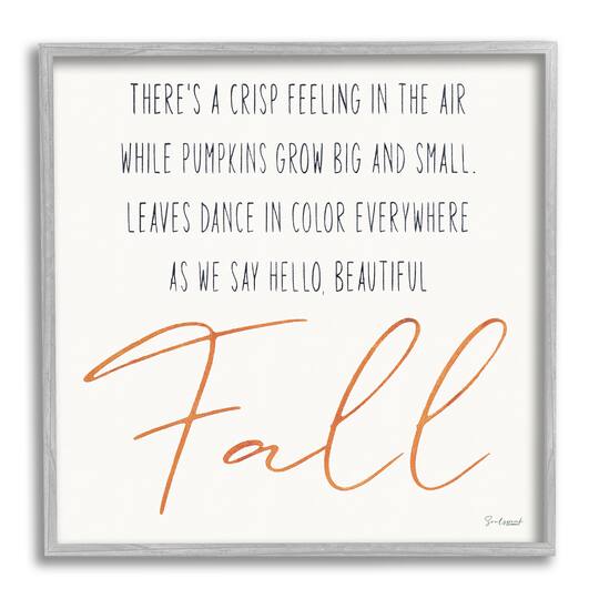 Stupell Industries Hello Beautiful Fall Uplifting Rhyme Framed Giclee Art